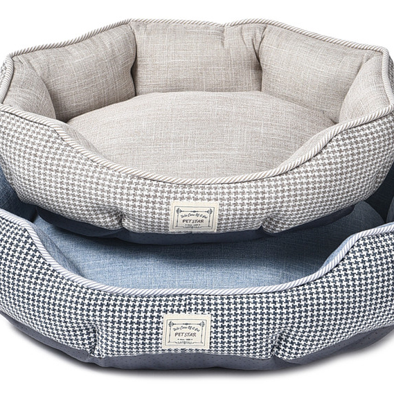 2019 New Design Pet Bed with Plaid Pattern Printing Dog Bed From Factory