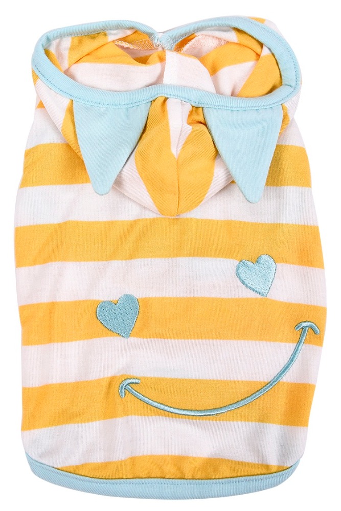 Spring Summer Apparel Cute Striped Hoodie Smile Face Puppy Clothes