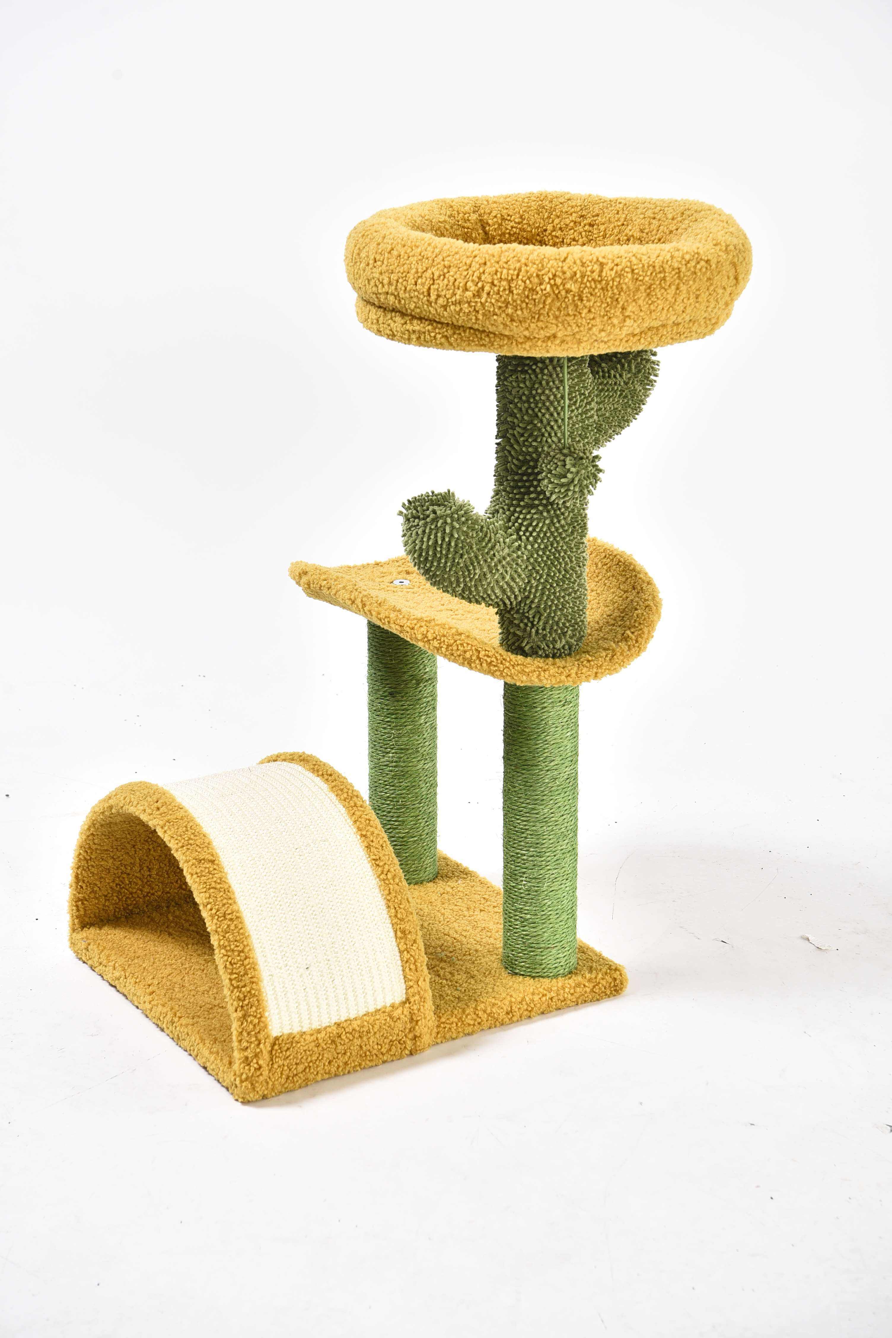 Plush Perch Sisal Cactus Cat Post with Scratching Pad
