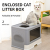 Foldable Portable Enclosed Cat Litter Box With Litter Scoop