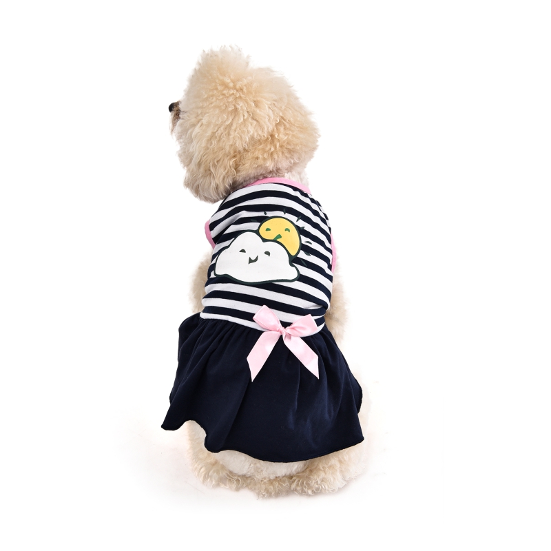 Stripe Summer Pink Bowtie Shirt for Small Dogs