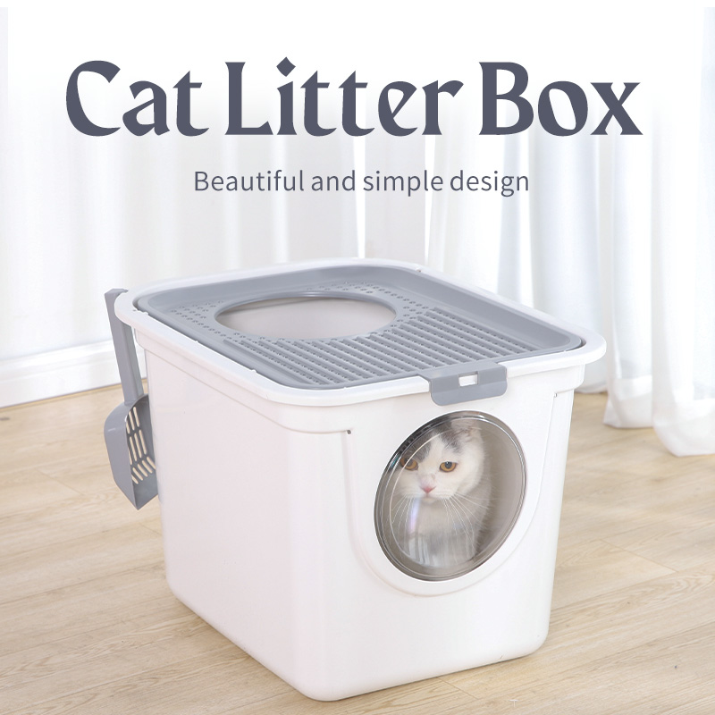Top Entry Side Entry Anti Splashing Easy Clean Large Cat Litter Box with Cat Litter Scoop