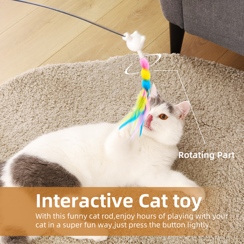 Electric Cat Teaser Toy Rotating Feather Or Flower Cat Interactive Toy