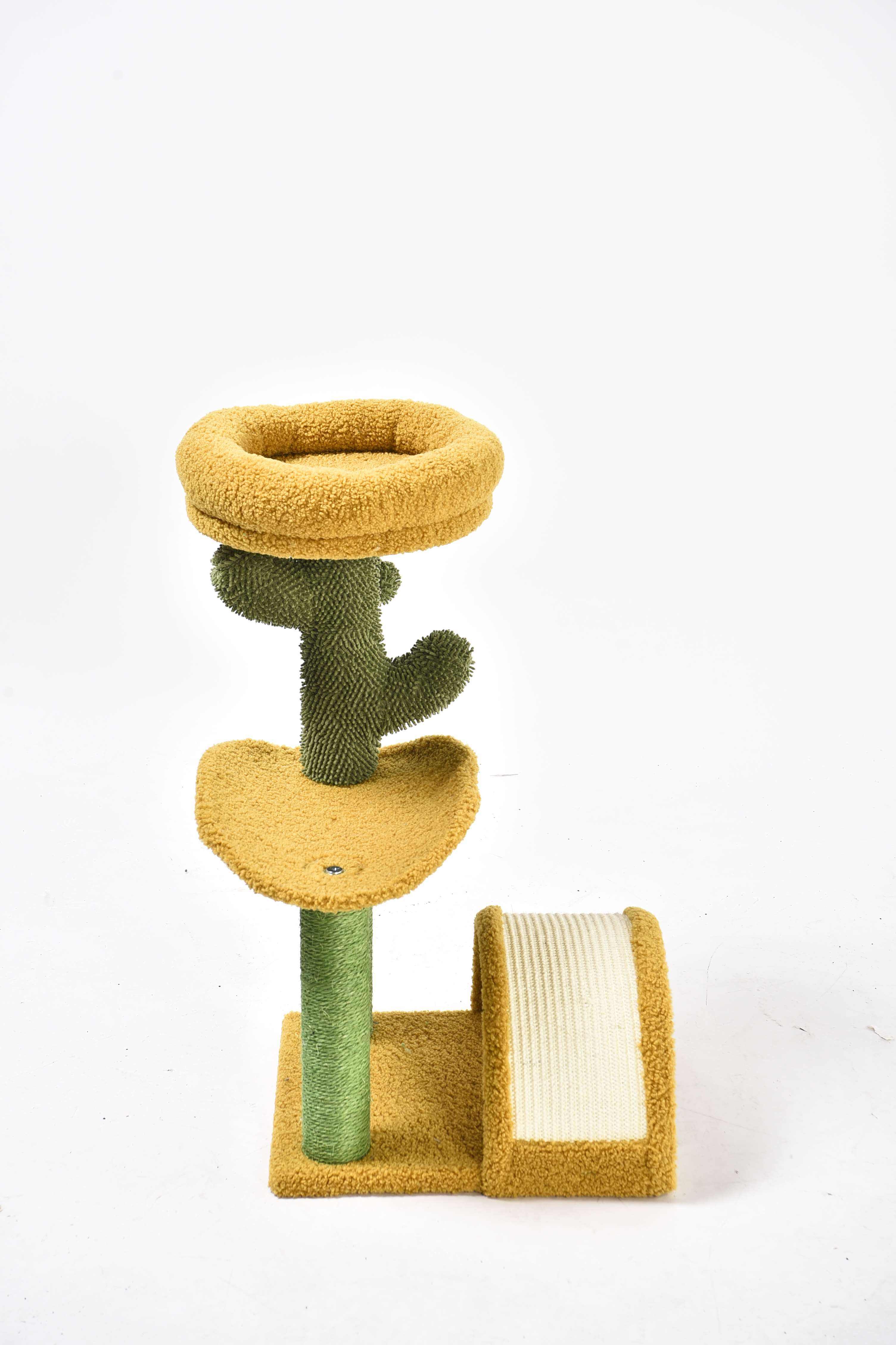 Plush Perch Sisal Cactus Cat Post with Scratching Pad