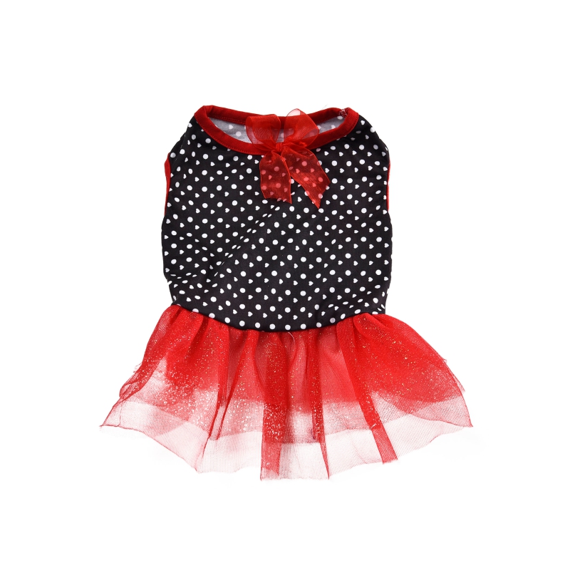 Black Polka Dots And Red Double Color Gauzy Summer Skirt for Small Skirt 