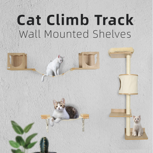 Petstar New Design Wood Cat Play Climbing Activity Center Furniture Wall Mounted Cat Tree Shelves Climb Set