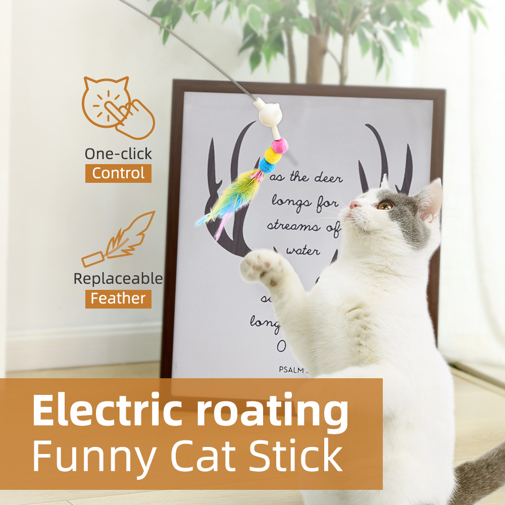 Electric Cat Teaser Toy Rotating Feather Or Flower Cat Interactive Toy