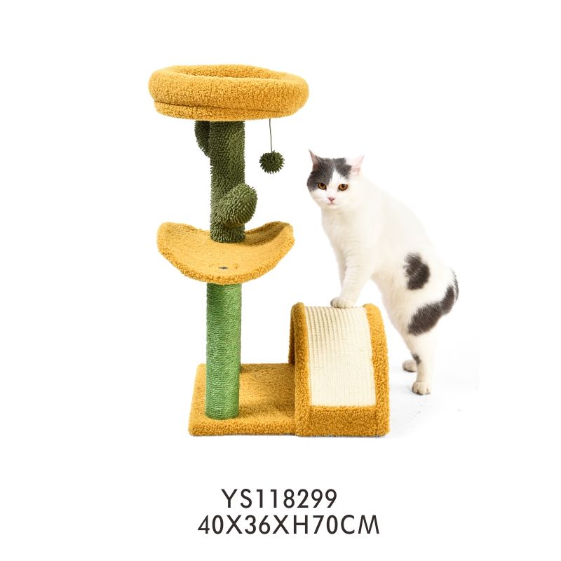 Plush Perch Sisal Cactus Cat Post with Scratching Pad