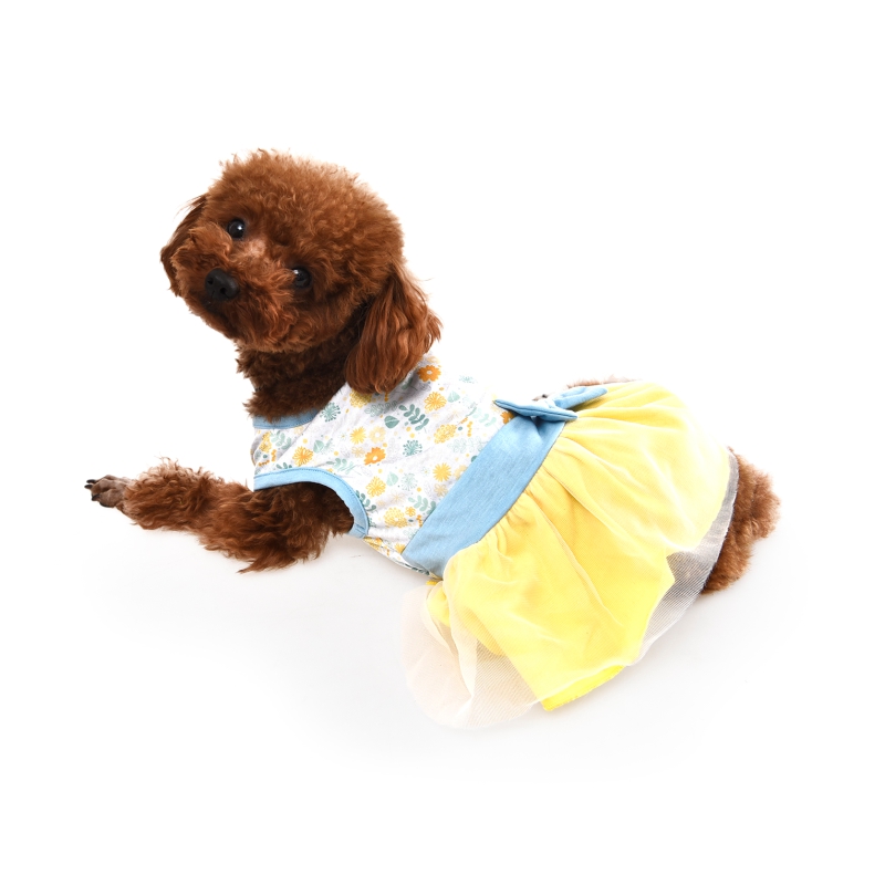 Blue And Yellow Double Color Shivering Pet Summer Cloth Dog Skirt