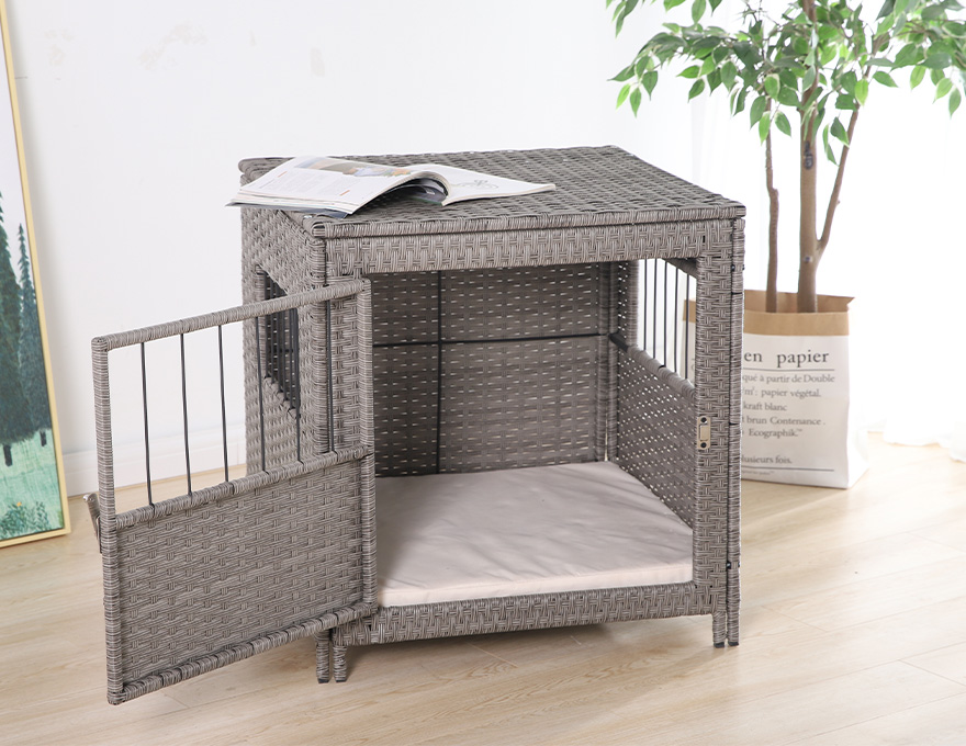 Rattan Wicker Pet Dog Cage Crate Indoor Outdoor Puppy House