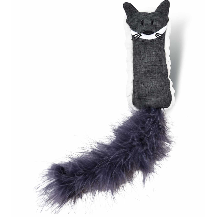 Little Fox Design with Bushy Tail Ultrasonic Embossing Cat Toy with Cat Nip