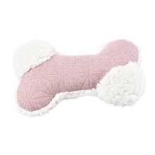 Pink Ultrasonic Embossing Bone Shape Dog Plush Toy with Squeaker