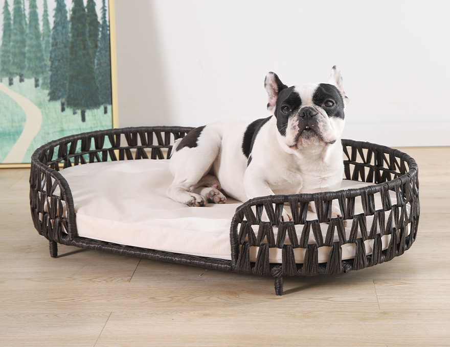 Rattan Pet Bed Raised Small Animal Indoor & Outdoor