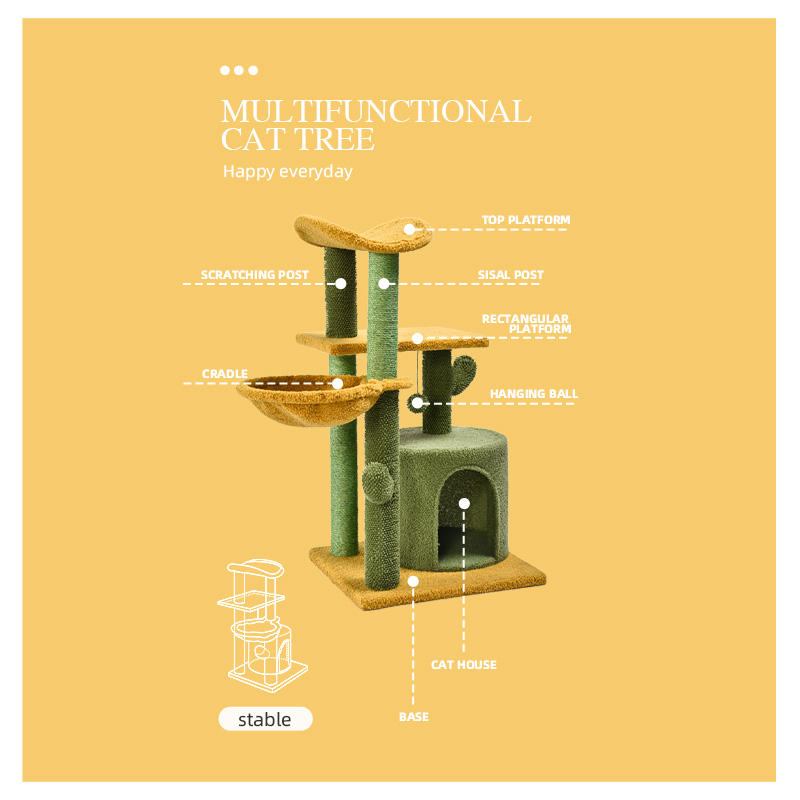 Cactus Cat Scratching Post With Condo And Playball