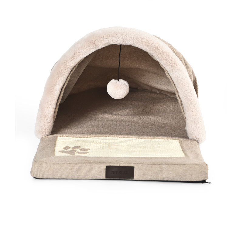 Non-Slip Bottom Portable Novelty Shoe Shaped Pet Bed Cat Cave Bed With Scratching Pad