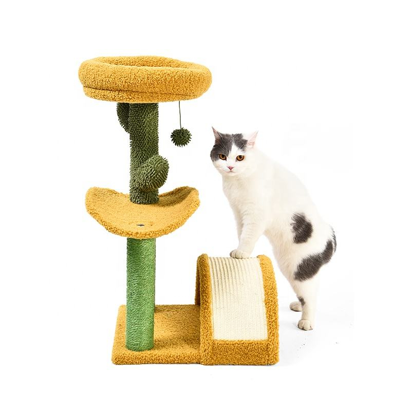 Plush Perch Sisal Cactus Cat Post with Scratching Pad