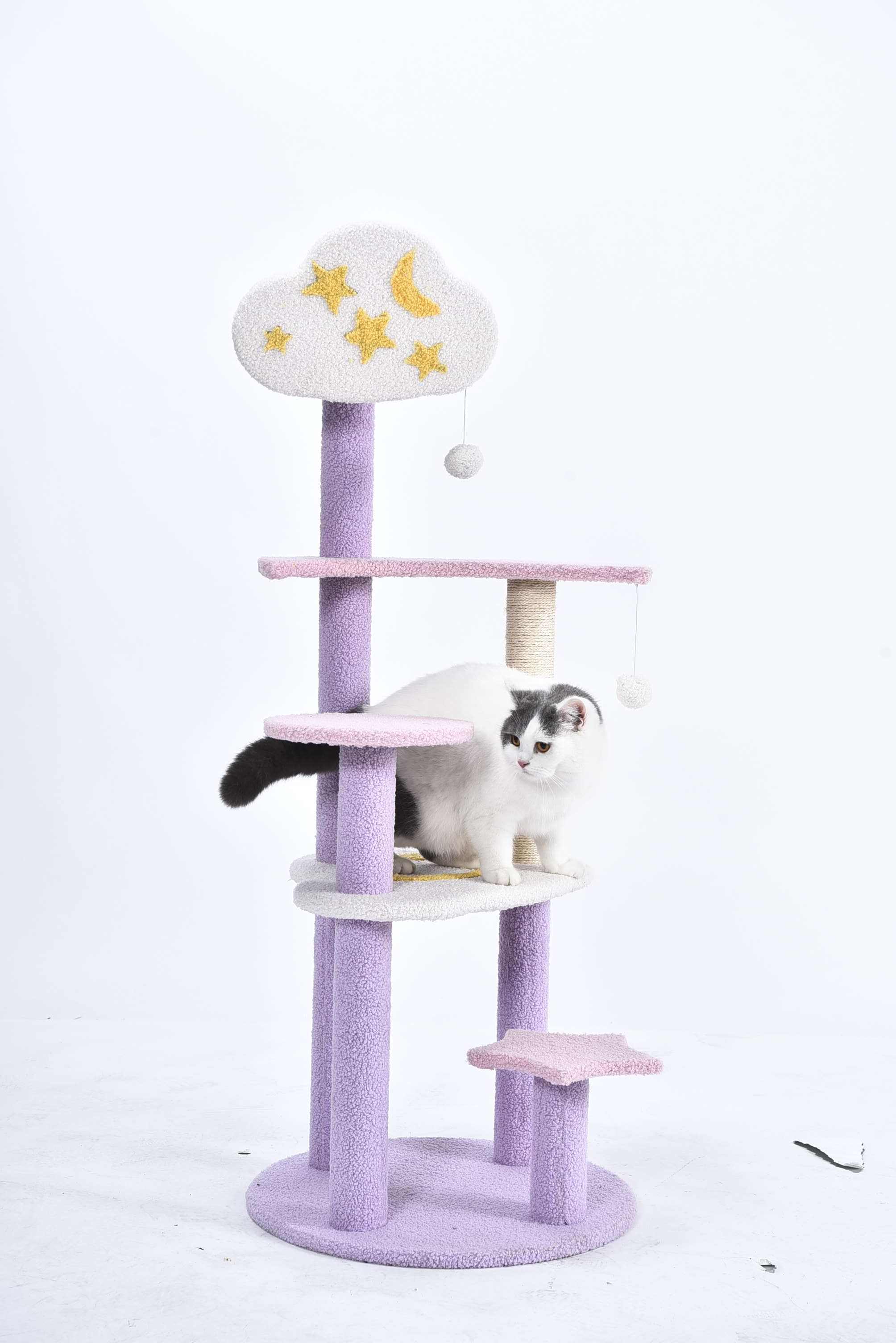 Purple Color Cloud And Moon Cat Tree