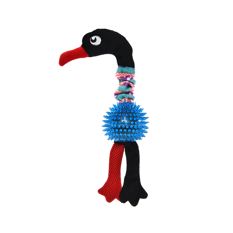 TPR And Cotton Combination Squeaky Dog Bird Chew Toy 
