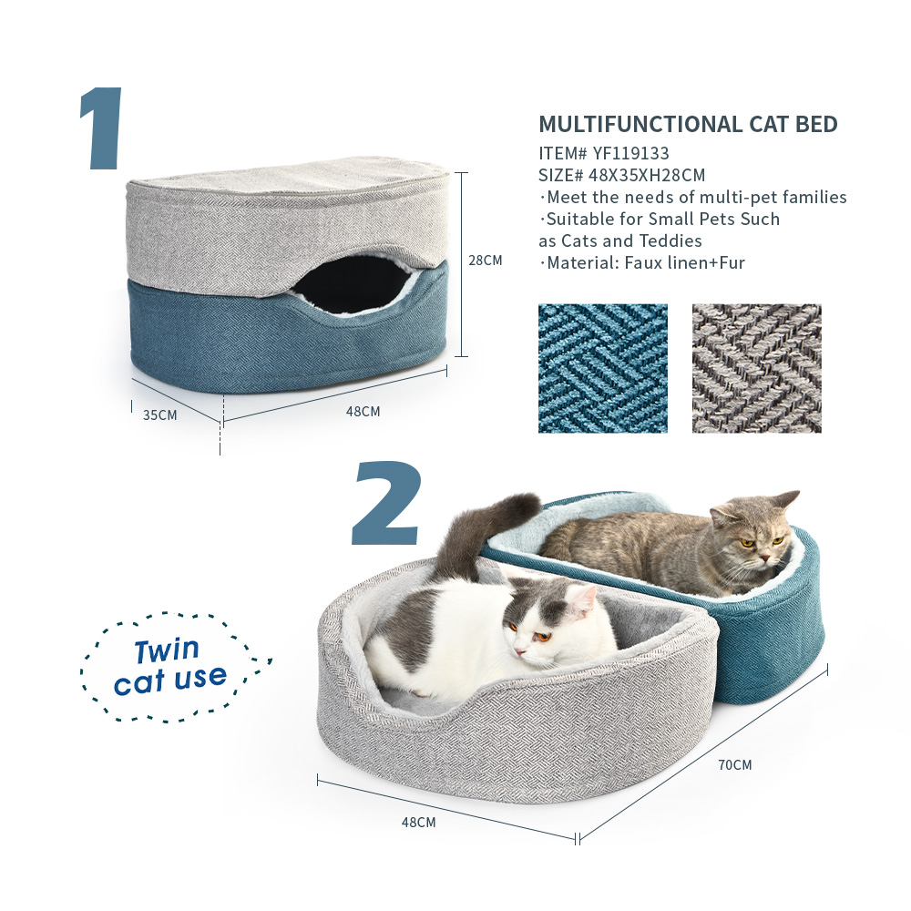 Multifunction New Design Valentine One Cave Two Bed Pet Bed