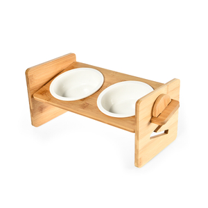 Adjustable Bamboo Elevated Pet Bowls