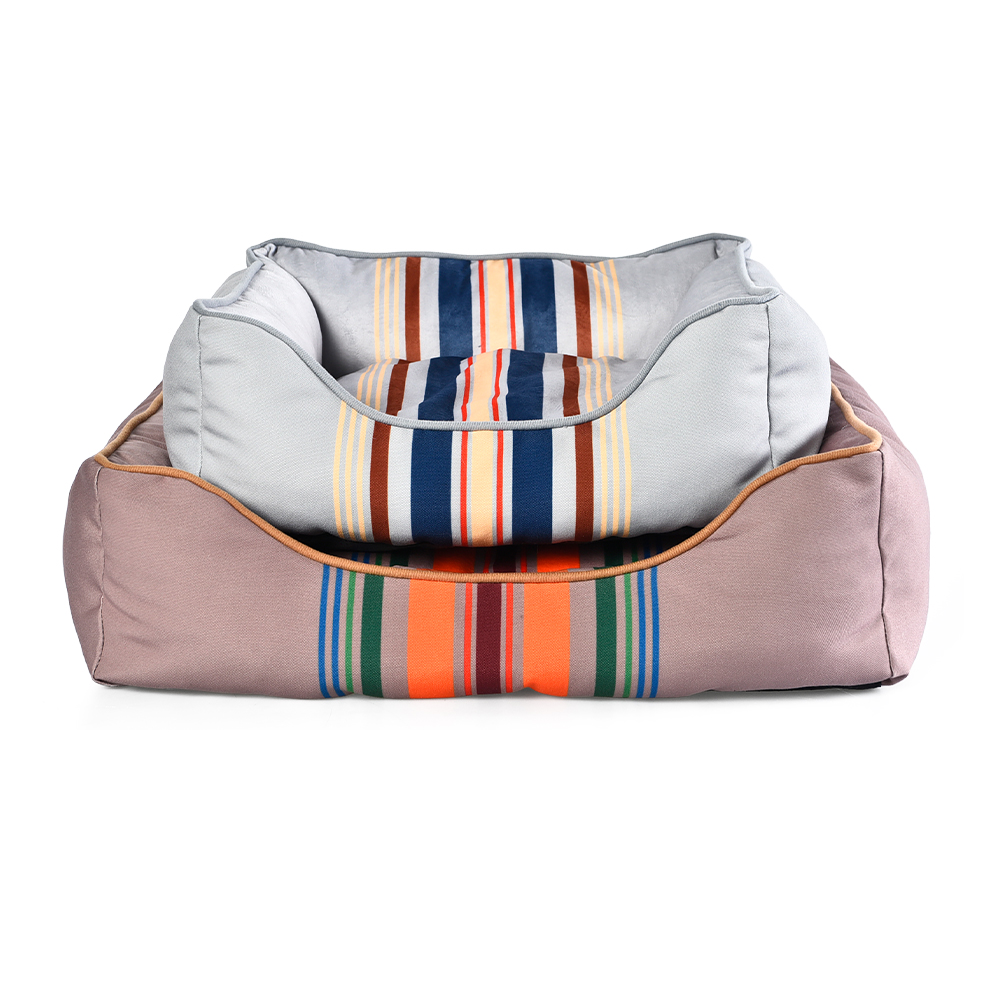 Customized Multicolor Striped Big Dog Bed