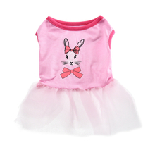 Super Soft Ctue Rabbit Design Pink Summer Skirt for Small Dogs