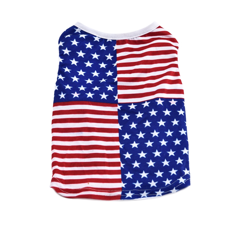 Stylish American Flag Design Puppy Summer Shirt for Smally Dogs