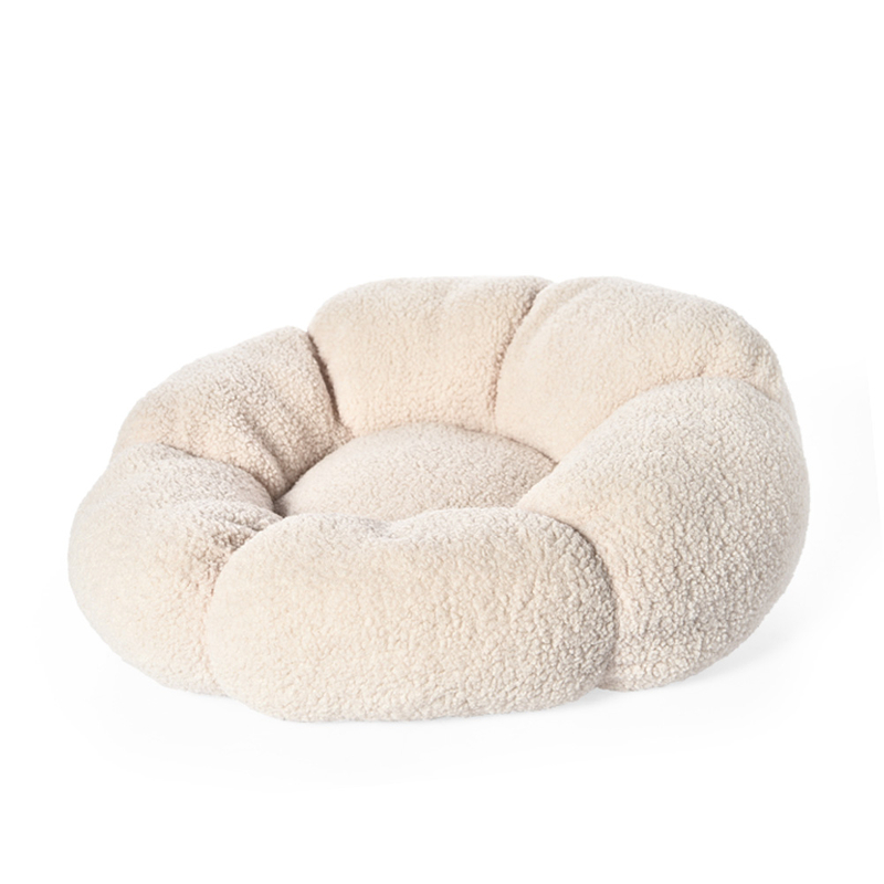 Non-slip Bottom Soft Flower Shape Orthopedic Round Plush Pet Dog Cushion