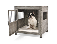 Rattan Wicker Pet Dog Cage Crate Indoor Outdoor Puppy House
